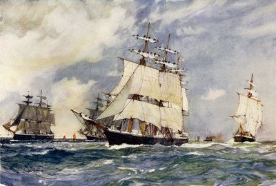 The Sailing Training Squadron, 1899 by Charles Edward Dixon